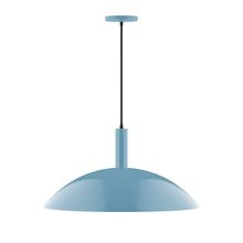 Montclair Light Works PEBX477-54-C20-L14 - 24" Stack Half Dome LED Pendant, white fabric cord with canopy, Light Blue