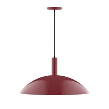 Montclair Light Works PEBX477-55-C21-L14 - 24" Stack Half Dome LED Pendant, white cord with canopy, Barn Red