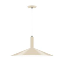 Montclair Light Works PEBX478-16-C24-L10 - 24" Stack Shallow Cone LED Pendant, cool tweed fabric cord with canopy, Cream