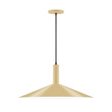 Montclair Light Works PEBX478-17-C01-L10 - 24" Stack Shallow Cone LED Pendant, brown and ivory houndstooth fabric cord with canopy, Ivory