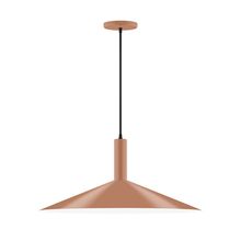 Montclair Light Works PEBX478-19-C01-L10 - 24" Stack Shallow Cone LED Pendant, brown and ivory houndstooth fabric cord with canopy, Terraco