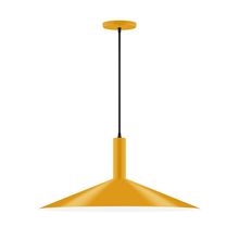 Montclair Light Works PEBX478-21-C16-L10 - 24" Stack Shallow Cone LED Pendant, navy mini tweed fabric cord with canopy, Bright Yellow