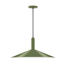 Montclair Light Works PEBX478-22-C24-L10 - 24" Stack Shallow Cone LED Pendant, cool tweed fabric cord with canopy, Fern Green