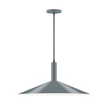 Montclair Light Works PEBX478-40-C02-L10 - 24" Stack Shallow Cone LED Pendant, black fabric cord with canopy, Slate Gray