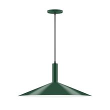 Montclair Light Works PEBX478-42-C24-L10 - 24" Stack Shallow Cone LED Pendant, cool tweed fabric cord with canopy, Forest Green