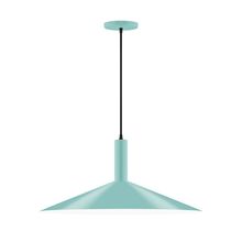 Montclair Light Works PEBX478-48-C16-L10 - 24" Stack Shallow Cone LED Pendant, navy mini tweed fabric cord with canopy, Sea Green