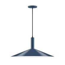 Montclair Light Works PEBX478-50-C02-L10 - 24" Stack Shallow Cone LED Pendant, black fabric cord with canopy, Navy