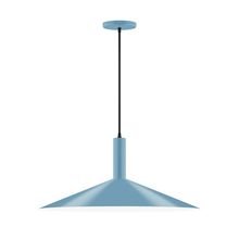 Montclair Light Works PEBX478-54-C22-L10 - 24" Stack Shallow Cone LED Pendant, white and gray dot fabric cord with canopy, Light Blue