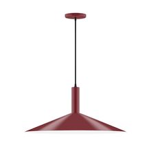 Montclair Light Works PEBX478-55-C27-L10 - 24" Stack Shallow Cone LED Pendant, neutral argyle fabric cord with canopy, Barn Red