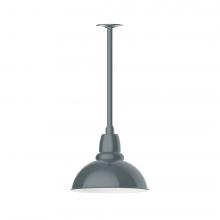 Montclair Light Works STA106-40-H36-L12 - 12" Cafe shade, stem mount LED Pendant with canopy, Slate Gray