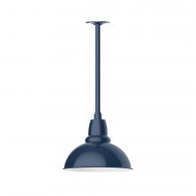 Montclair Light Works STA106-50-H24-L12 - 12" Cafe shade, stem mount LED Pendant with canopy, Navy