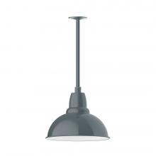 Montclair Light Works STA107-40-L13 - 14" Cafe shade, stem mount LED Pendant with canopy, Slate Gray