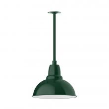 Montclair Light Works STA107-42-H36-L13 - 14" Cafe shade, stem mount LED Pendant with canopy, Forest Green