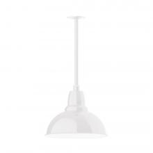 Montclair Light Works STA107-44-W14-L13 - 14" Cafe shade, stem mount LED Pendant with canopy with wire grill, White