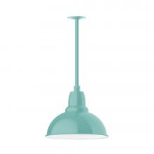 Montclair Light Works STA107-48-W14-L13 - 14" Cafe shade, stem mount LED Pendant with canopy with wire grill, Sea Green