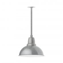 Montclair Light Works STA107-49-H30-L13 - 14" Cafe shade, stem mount LED Pendant with canopy, Painted Galvanized