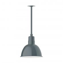 Montclair Light Works STA116-40-H24-L12 - 12" Deep Bowl shade, stem mount LED Pendant with canopy, Slate Gray