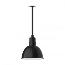 Montclair Light Works STA116-41-H24-L12 - 12" Deep Bowl shade, stem mount LED Pendant with canopy, Black