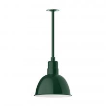 Montclair Light Works STA116-42-H24-L12 - 12" Deep Bowl shade, stem mount LED Pendant with canopy, Forest Green