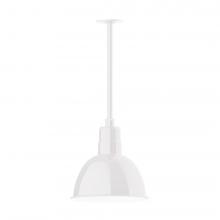 Montclair Light Works STA116-44-L12 - 12" Deep Bowl shade, stem mount LED Pendant with canopy, White