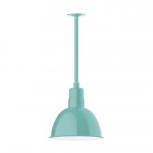 Montclair Light Works STA116-48-H36-L12 - 12" Deep Bowl shade, stem mount LED Pendant with canopy, Sea Green