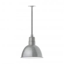 Montclair Light Works STA116-49-L12 - 12" Deep Bowl shade, stem mount LED Pendant with canopy, Painted Galvanized