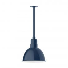 Montclair Light Works STA116-50-H30-L12 - 12" Deep Bowl shade, stem mount LED Pendant with canopy, Navy