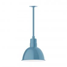 Montclair Light Works STA116-54-H30-L12 - 12" Deep Bowl shade, stem mount LED Pendant with canopy, Light Blue