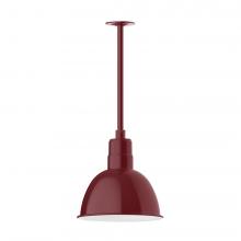 Montclair Light Works STA116-55-H24-L12 - 12" Deep Bowl shade, stem mount LED Pendant with canopy, Barn Red