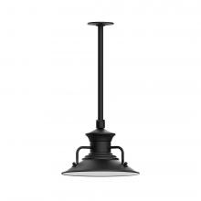 Montclair Light Works STA142-41-H30-L12 - 12" Homestead shade, stem mount LED Pendant with canopy, Black