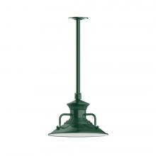 Montclair Light Works STA142-42-H30-L12 - 12" Homestead shade, stem mount LED Pendant with canopy, Forest Green