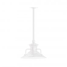 Montclair Light Works STA142-44-H24-L12 - 12" Homestead shade, stem mount LED Pendant with canopy, White