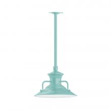 Montclair Light Works STA142-48-H24-L12 - 12" Homestead shade, stem mount LED Pendant with canopy, Sea Green