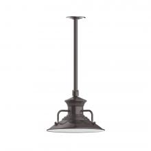 Montclair Light Works STA142-51-H30-L12 - 12" Homestead shade, stem mount LED Pendant with canopy, Architectural Bronze