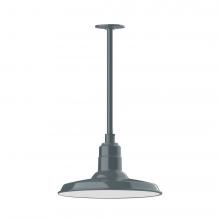 Montclair Light Works STA183-40-H24-L13 - 14" Warehouse shade, stem mount LED Pendant with canopy, Slate Gray