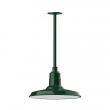 Montclair Light Works STA183-42-H30-L13 - 14" Warehouse shade, stem mount LED Pendant with canopy, Forest Green