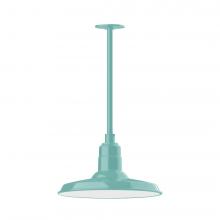 Montclair Light Works STA183-48-L13 - 14" Warehouse shade, stem mount LED Pendant with canopy, Sea Green