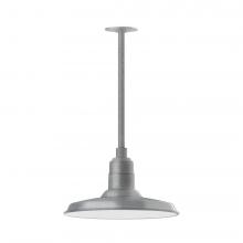 Montclair Light Works STA183-49-W14-L13 - 14" Warehouse shade, stem mount LED Pendant with wire grill, Painted Galvanized