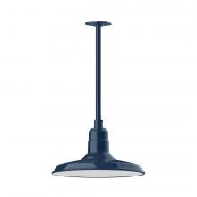 Montclair Light Works STA183-50-H30-L13 - 14" Warehouse shade, stem mount LED Pendant with canopy, Navy