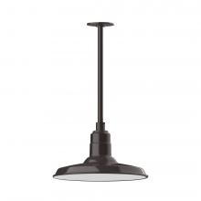 Montclair Light Works STA183-51-W14-L13 - 14" Warehouse shade, stem mount LED Pendant with wire grill, Architectural Bronze