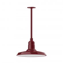 Montclair Light Works STA183-55-L13 - 14" Warehouse shade, stem mount LED Pendant with canopy, Barn Red