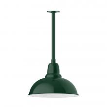 Montclair Light Works STB108-42-T30-L13 - 16" Cafe shade, stem mount LED Pendant with canopy, Forest Green