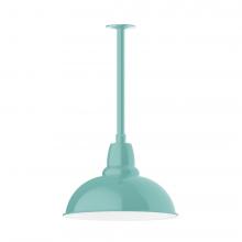 Montclair Light Works STB108-48-T36-L13 - 16" Cafe shade, stem mount LED Pendant with canopy, Sea Green