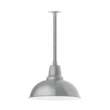 Montclair Light Works STB108-49-T30-L13 - 16" Cafe shade, stem mount LED Pendant with canopy, Painted Galvanized