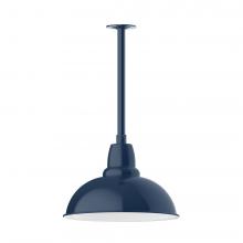 Montclair Light Works STB108-50-W16-L13 - 16" Cafe shade, stem mount LED Pendant with canopy with wire grill, Navy