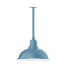 Montclair Light Works STB108-54-W16-L13 - 16" Cafe shade, stem mount LED Pendant with canopy with wire grill, Light Blue