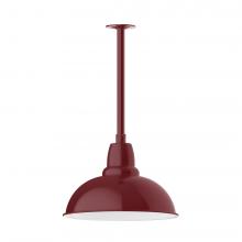 Montclair Light Works STB108-55-T36-L13 - 16" Cafe shade, stem mount LED Pendant with canopy, Barn Red