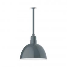 Montclair Light Works STB117-40-T36-L13 - 16" Deep Bowl shade, stem mount LED Pendant with canopy, Slate Gray