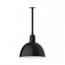 Montclair Light Works STB117-41-T30-L13 - 16" Deep Bowl shade, stem mount LED Pendant with canopy, Black