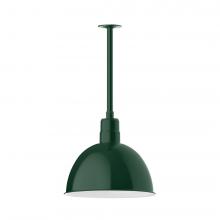 Montclair Light Works STB117-42-T30-L13 - 16" Deep Bowl shade, stem mount LED Pendant with canopy, Forest Green